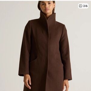 NWT Quince Wool Cocoon Coat Dark Brown Large
